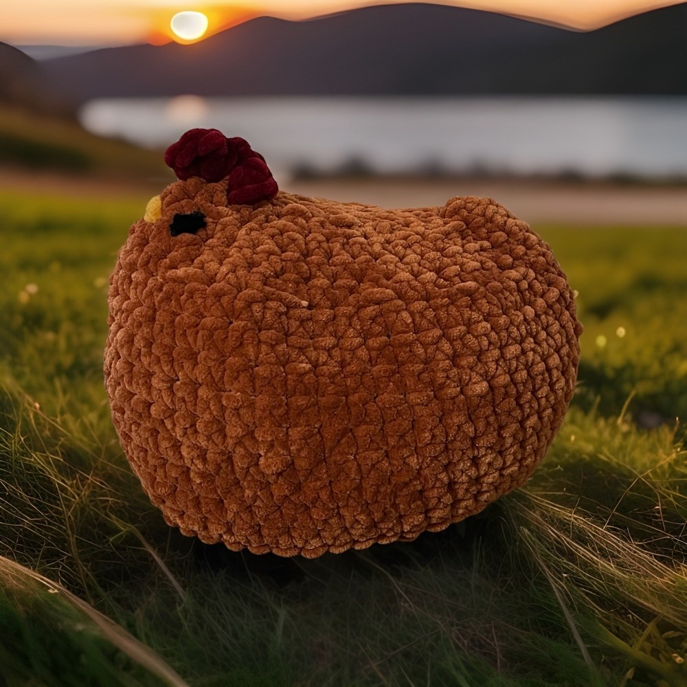 Crochet Mama Chicken Hen Amigurumi Handmade Plush Toy Animal Doll Round Stuffed